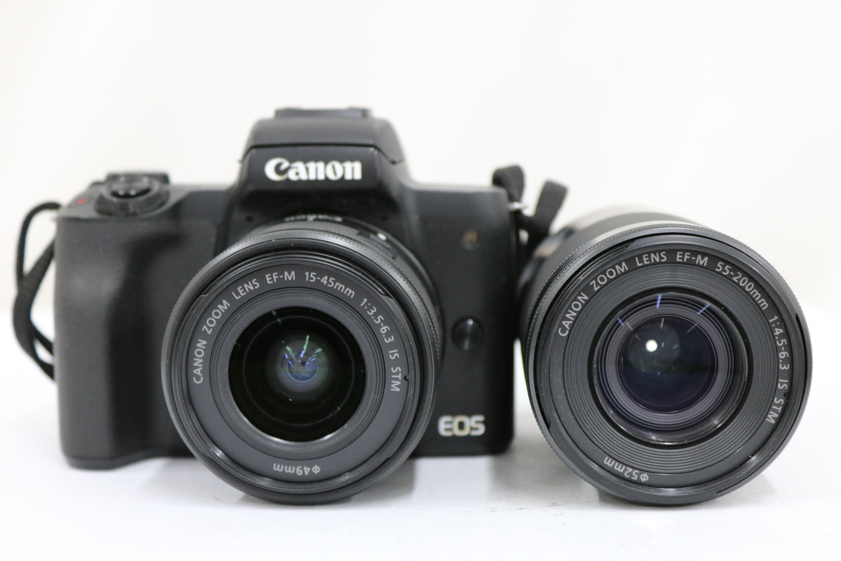 キャノン Canon EOS Kiss M2 ブラック EF-M 15-45mm 55-200mm F4.5-6.3 IS STM ミラーレス一眼 2