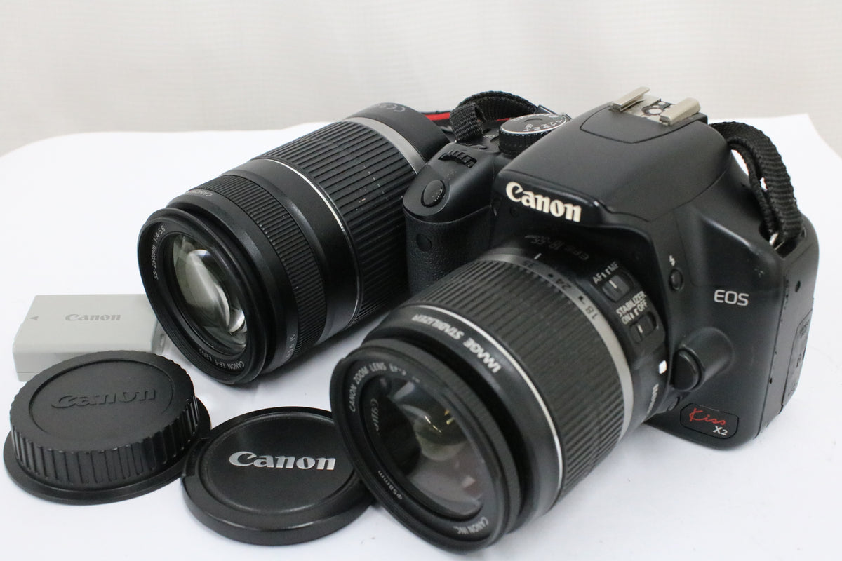 【シャッター6087回】キャノン Canon EOS Kiss X2 EF-S 18-55mm IS 55-250mm デジタル一眼 1