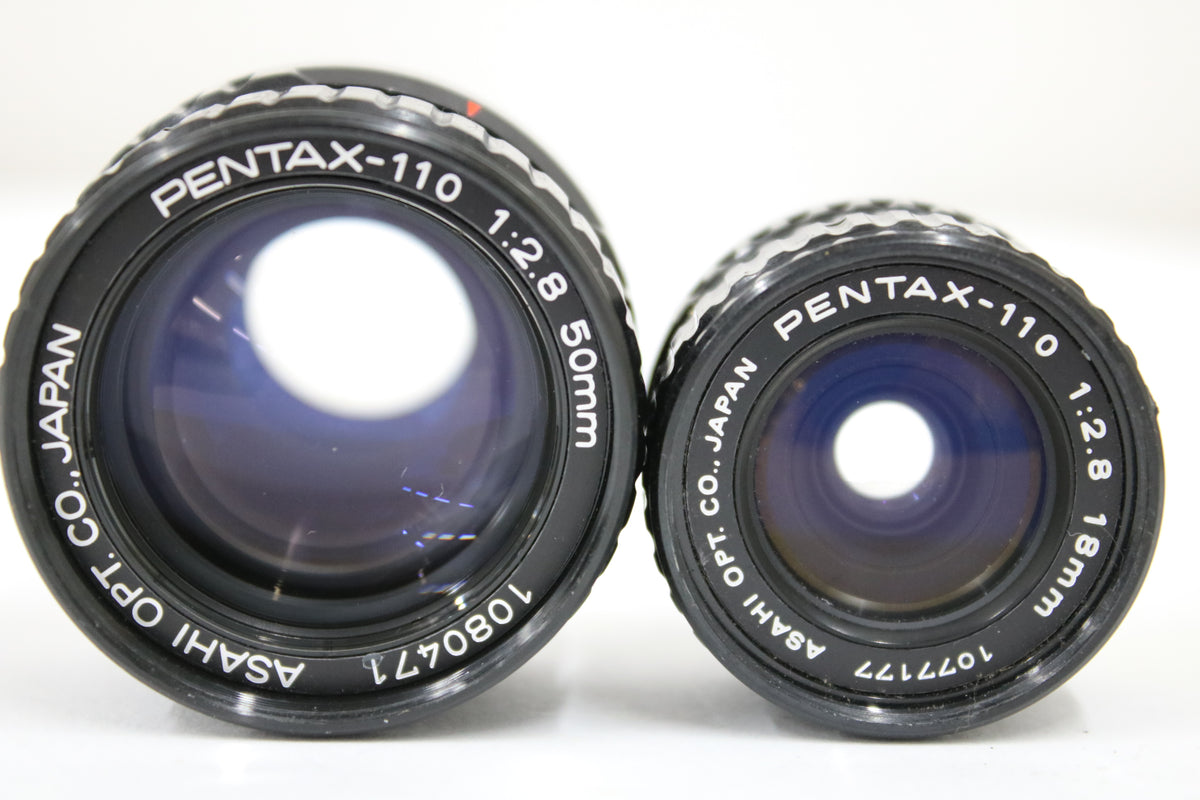 【2点まとめ売り】ペンタックス Pentax-110 50mm F2.8 18mm F2.8 レンズ 2