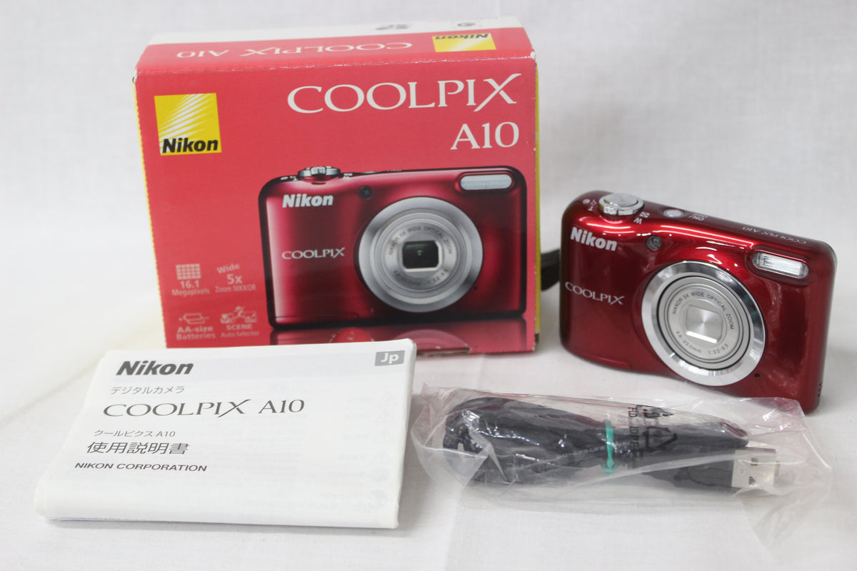 【元箱付き】ニコン Nikon COOLPIX A10 5x レッド コンパクトデジタルカメラ 1